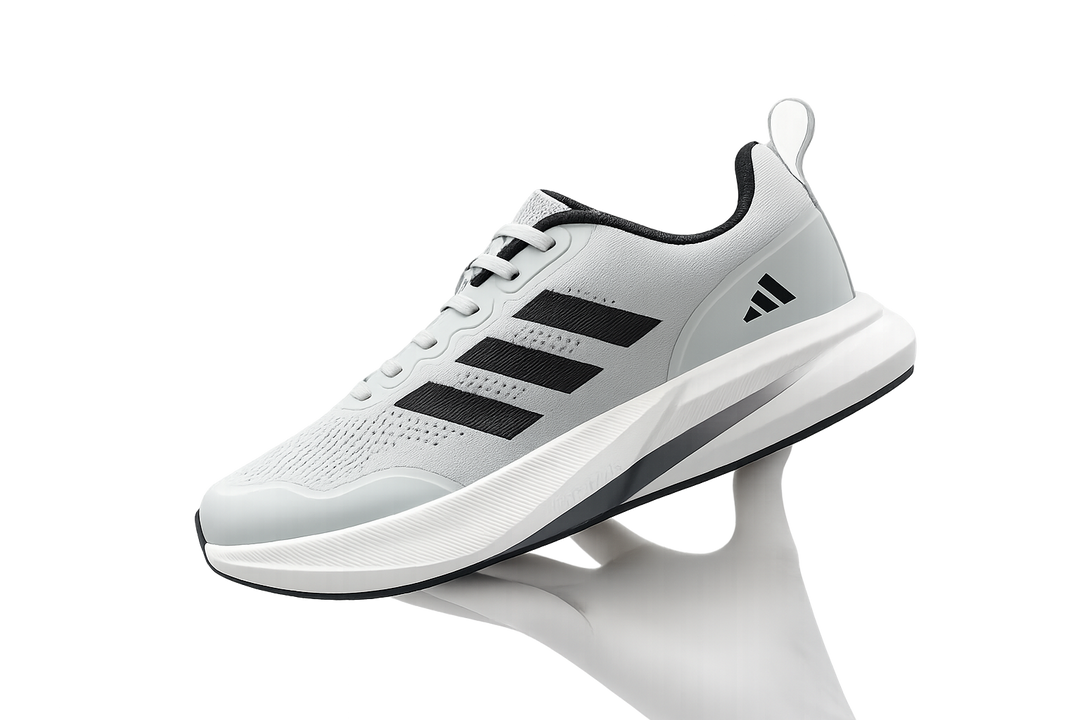 Adidas Men's Lightweight Running Shoes – Breathable Sports & Training Sneakers | White/Black