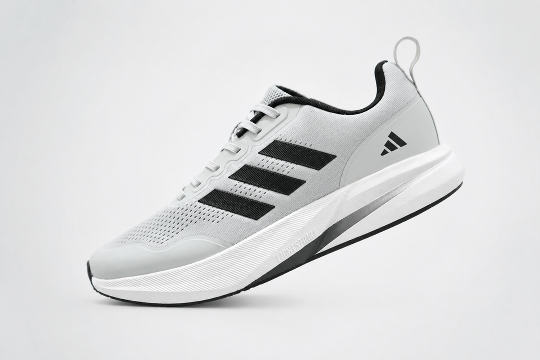 Adidas Men's Lightweight Running Shoes – Breathable Sports & Training Sneakers | White/Black