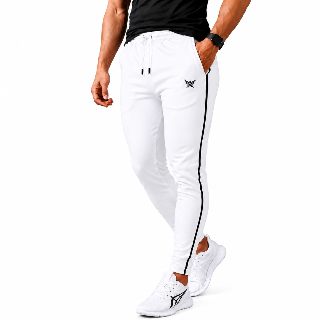Apex White Engineered Gym Trousers