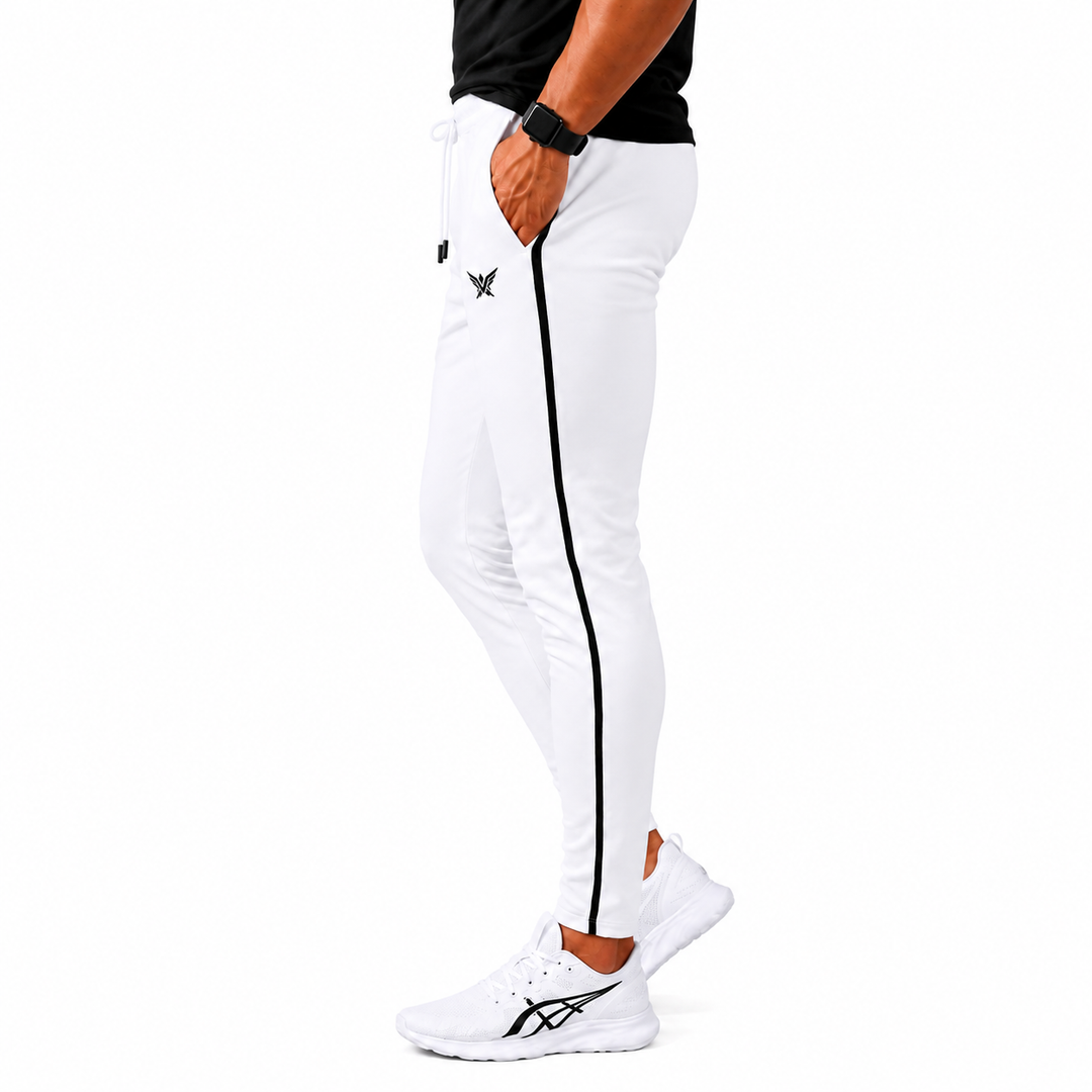 Apex White Engineered Gym Trousers