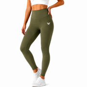 Athletic Olive Green High-Waist Leggings For Women