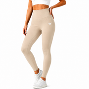 Athletic Beige High-Waist Leggings For Women