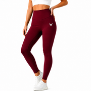 Athletic Maroon High-Waist Leggings For Women