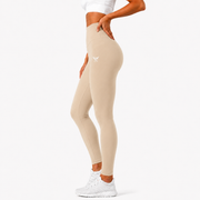 Athletic Beige High-Waist Leggings For Women
