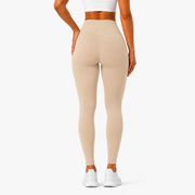 Athletic Beige High-Waist Leggings For Women