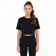 Black Loose Fit Athletic Crop Top