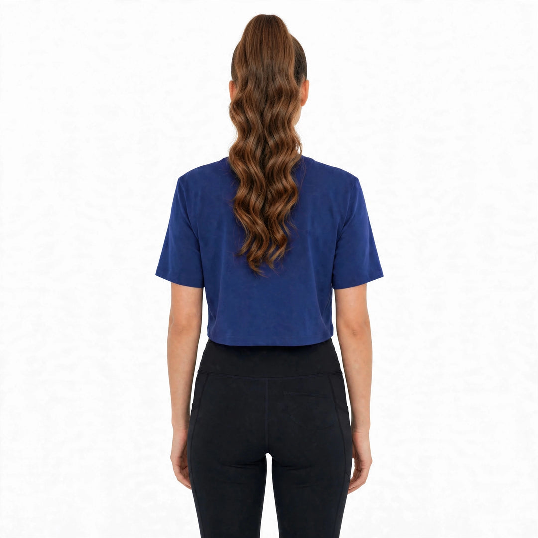 Navy Blue Loose Fit Athletic Crop Top