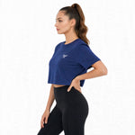 Load image into Gallery viewer, Navy Blue Loose Fit Athletic Crop Top