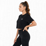 Load image into Gallery viewer, Black Loose Fit Athletic Crop Top