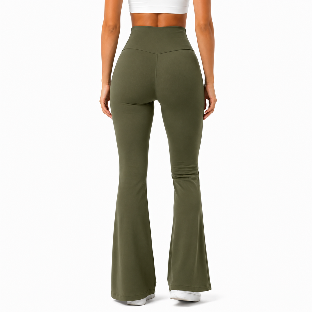 OLIVE GREEN  FLARE LEGGINGS