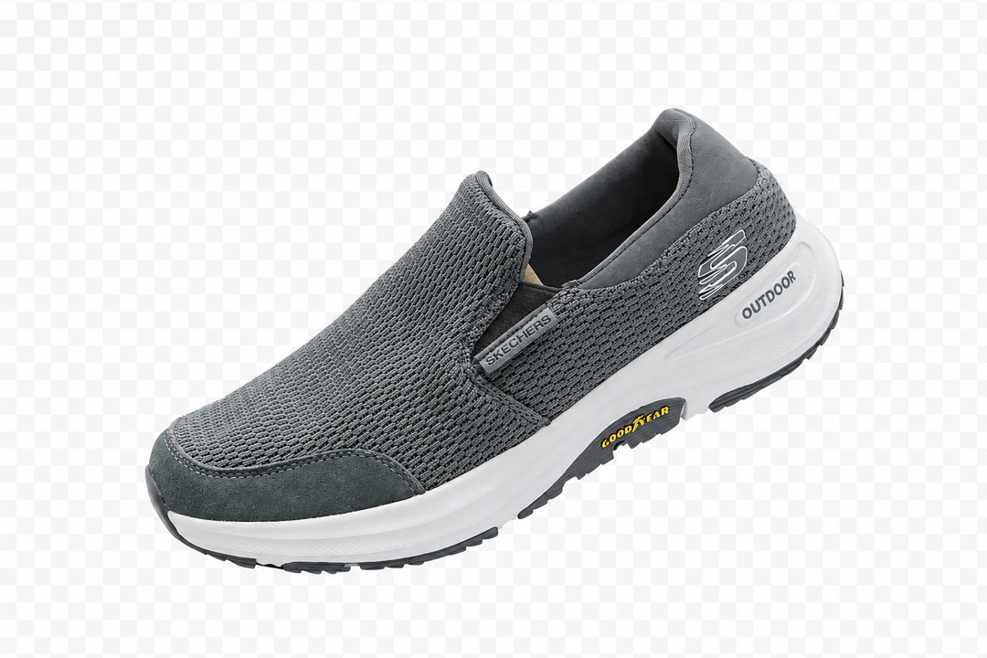 Skechers Outdoor Slip-On Walking Shoes | Goodyear Performance Outsole & Breathable Knit Upper in Charcoal Grey