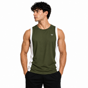 Men's Tank Top Olive Green & White