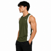 Men's Tank Top Olive Green & White