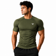 Olive Green Half-Sleeve Compression Shirt