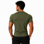 Load image into Gallery viewer, Olive Green Half-Sleeve Compression Shirt