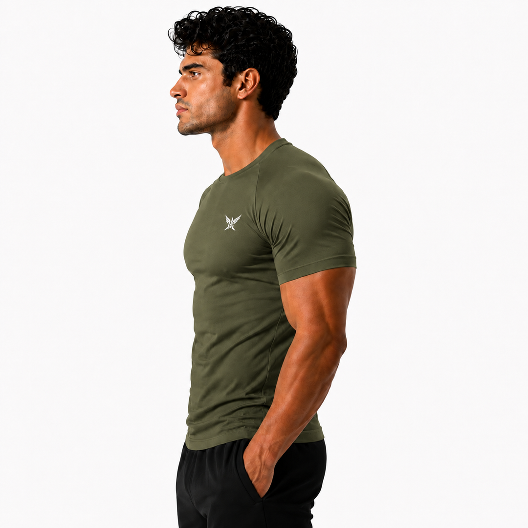 Olive Green Half-Sleeve Compression Shirt