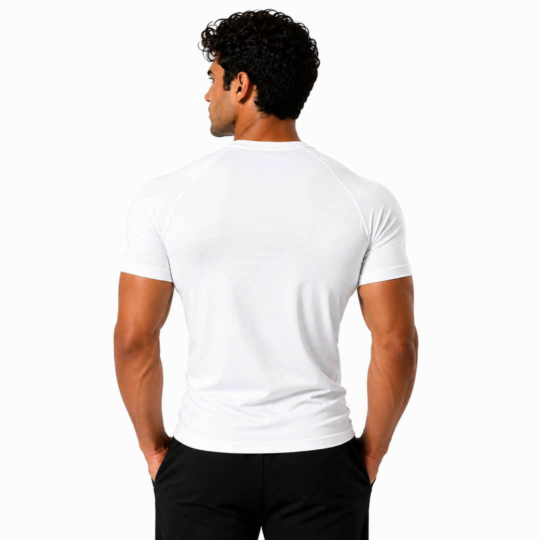 White Half-Sleeve Compression Shirt