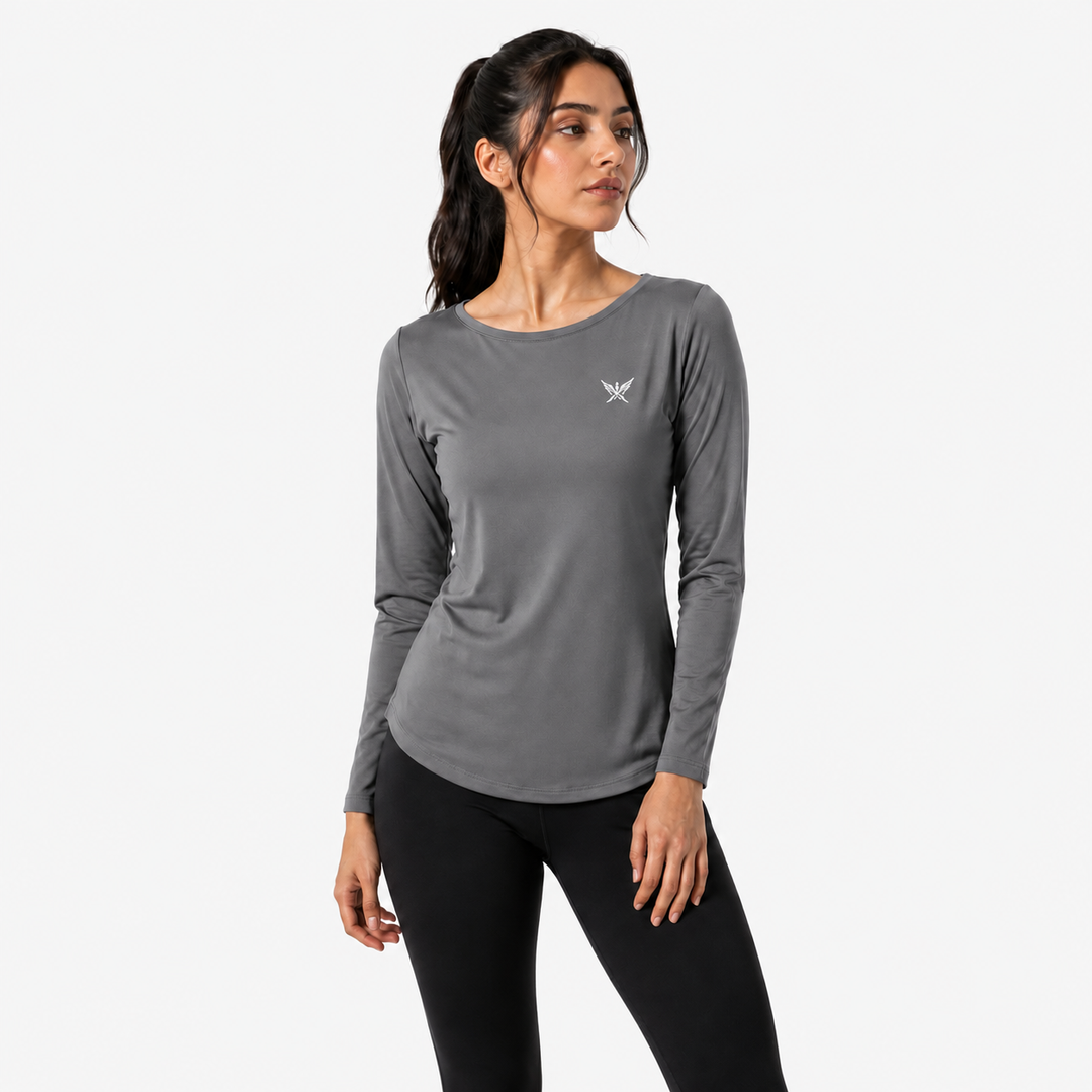 Premium Gray Women’s Long-Sleeve Shirt