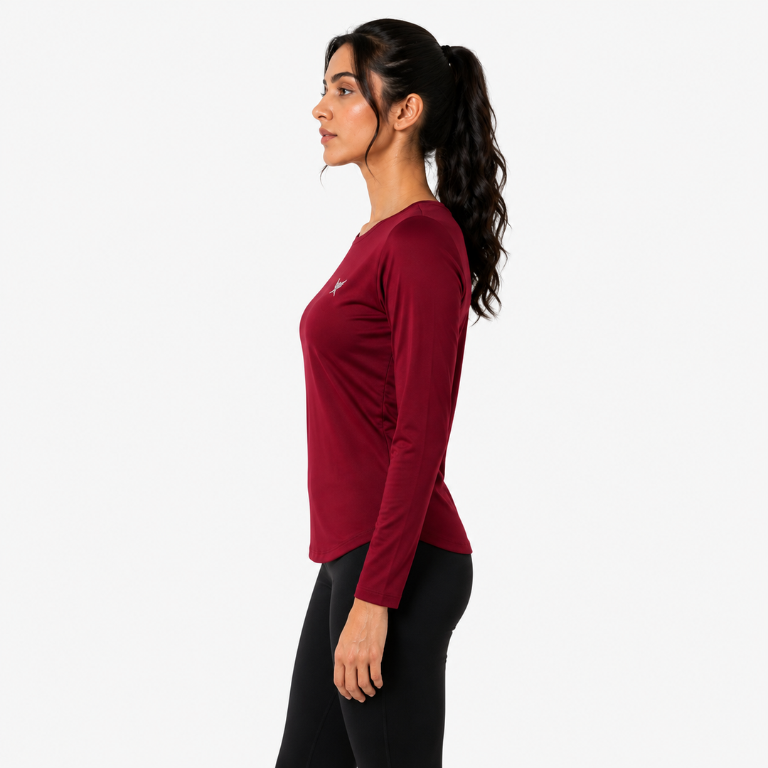 Premium Maroon Women’s Long-Sleeve Shirt