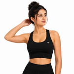 Load image into Gallery viewer, Black Seamless Sports Bra