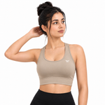 Load image into Gallery viewer, Beige Seamless Sports Bra