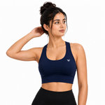 Load image into Gallery viewer, Navy Blue Seamless Sports Bra