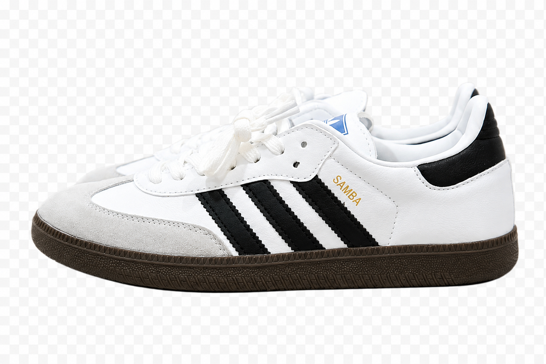 Adidas Samba Sneakers | Classic Retro Indoor Soccer Shoes in White, Black & Gum