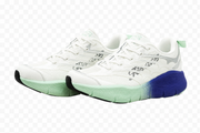 Skechers Run Tech Performance Sneakers | Chunky Gradient Midsole Trainers in White, Mint & Royal Blue