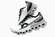 DUUS HexaRun Performance Sneakers | Geometric Cutout Sole Trainers in White, Grey & Black