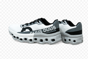 DUUS HexaRun Performance Sneakers | Geometric Cutout Sole Trainers in White, Grey & Black