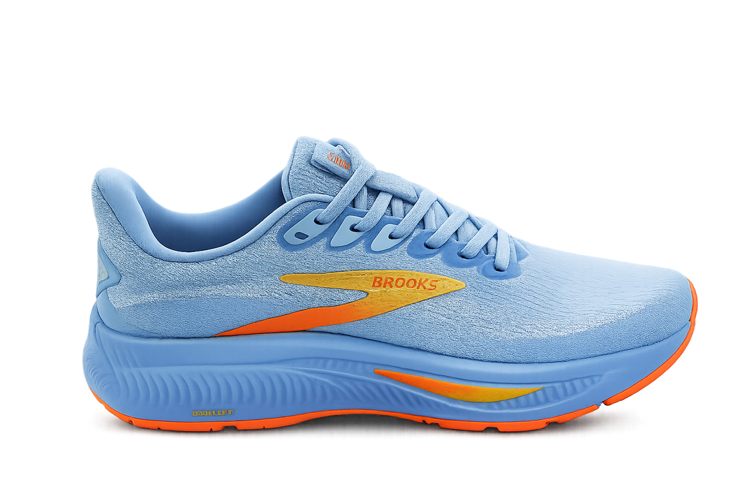 Brooks Glycerin Running Shoes | Premium Neutral Trainers with DNA LOFT Cushioning in Light Blue & Orange