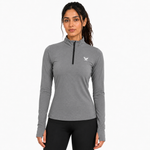 Load image into Gallery viewer, Women's Geometric-Patterned Quarter-Zip Top in Gray