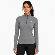 Women's Geometric-Patterned Quarter-Zip Top in Gray