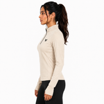 Load image into Gallery viewer, Women's Geometric-Patterned Quarter-Zip Top in Beige