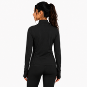 Women's Geometric-Patterned Quarter-Zip Top in Black