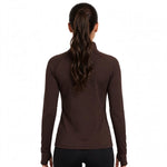 Load image into Gallery viewer, Women's Geometric-Patterned Quarter-Zip Top in Brown