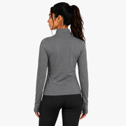 Women's Geometric-Patterned Quarter-Zip Top in Gray