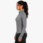 Women's Geometric-Patterned Quarter-Zip Top in Gray