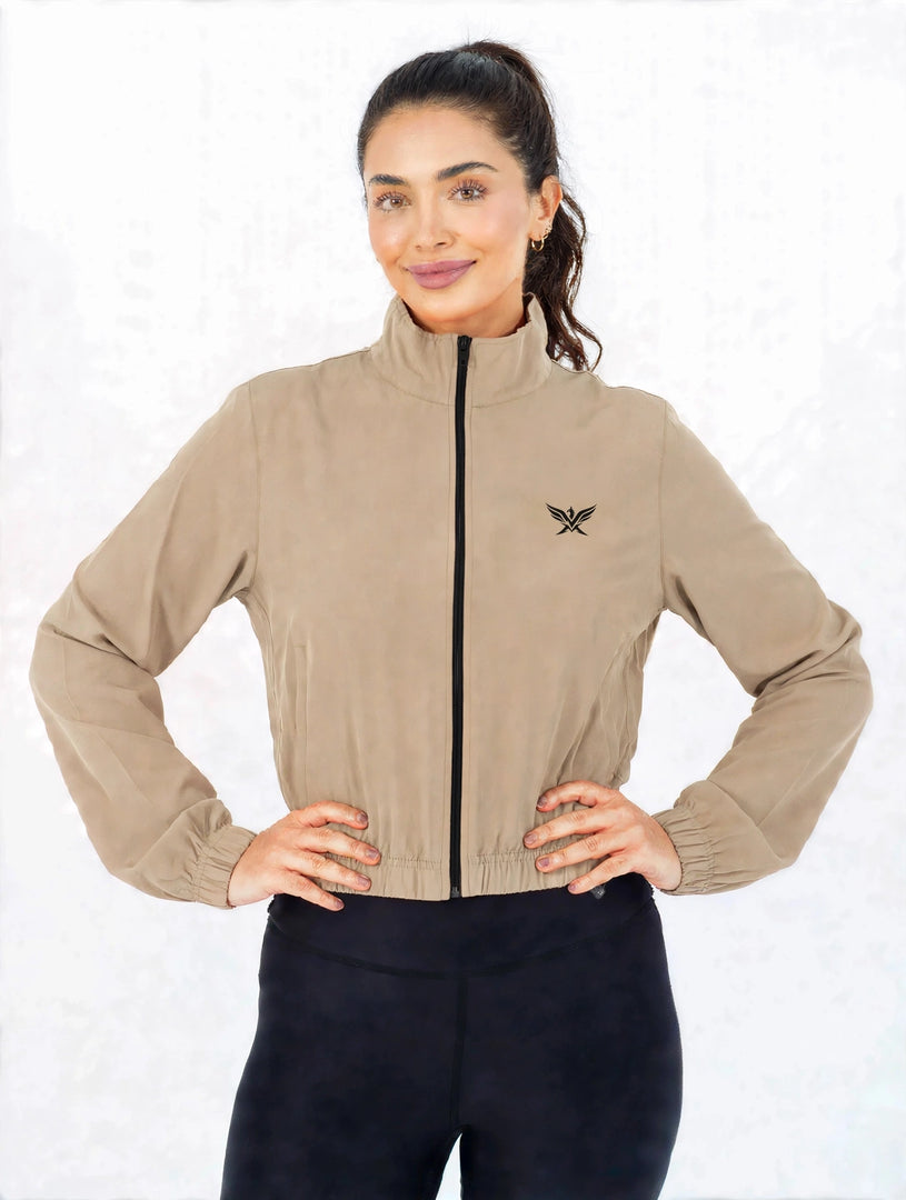 Micro Cropped Zipper in Beige