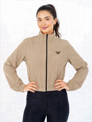 Micro Cropped Zipper in Beige