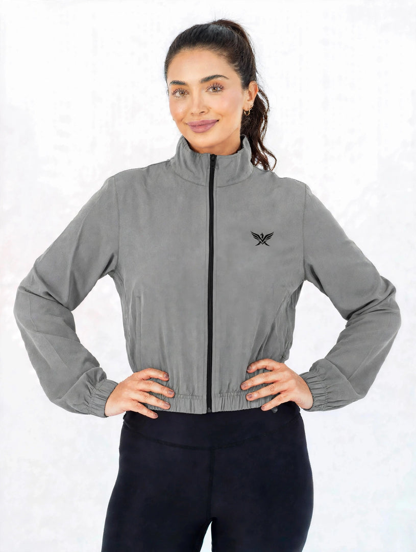 Micro Cropped Zipper In Gray