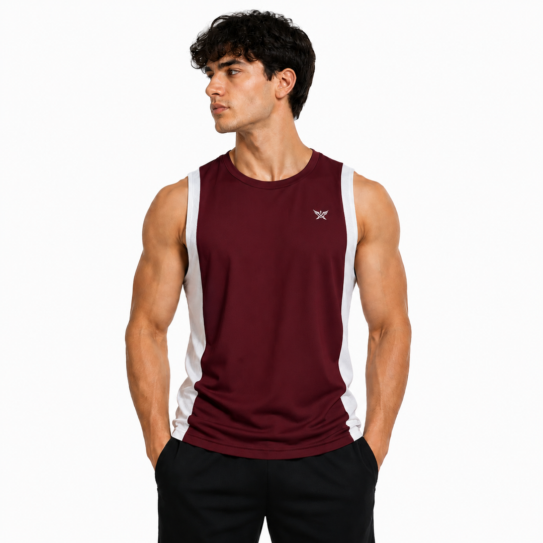 Men's Tank Top Maroon & White