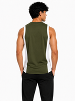 Load image into Gallery viewer, Men's Tank Top Olive Green &amp; White