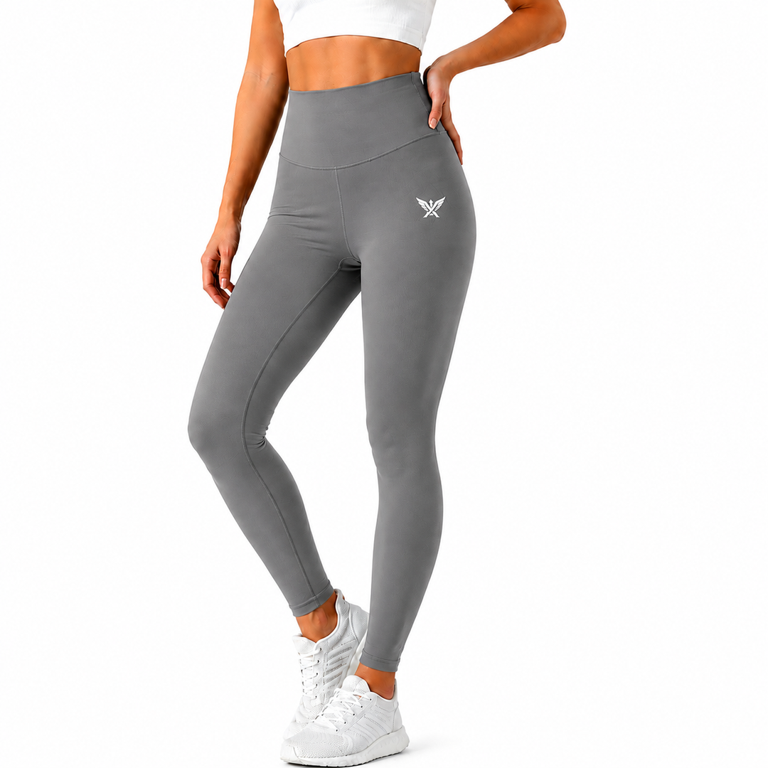 Athletic Grey High-Waist Leggings For Women