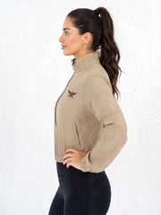 Micro Cropped Zipper in Beige