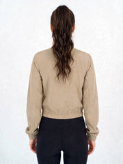 Micro Cropped Zipper in Beige