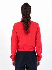 Micro Cropped Zipper In Red