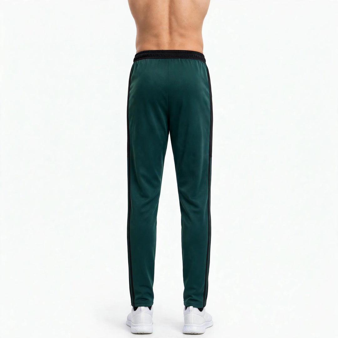Men's Athletic Track Pants in Petrol Green and Black