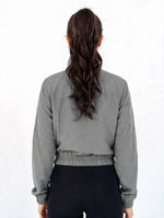 Load image into Gallery viewer, Micro Cropped Zipper In Gray