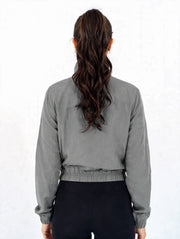 Micro Cropped Zipper In Gray
